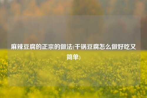 麻辣豆腐的正宗的做法(干锅豆腐怎么做好吃又简单)