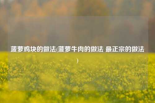 菠萝鸡块的做法(菠萝牛肉的做法 最正宗的做法)